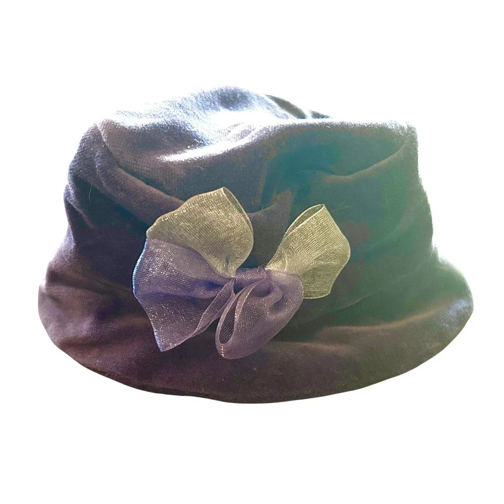 American Girl Bucket Hat Velvet OS Purple Excellent Vintage Style Coquette